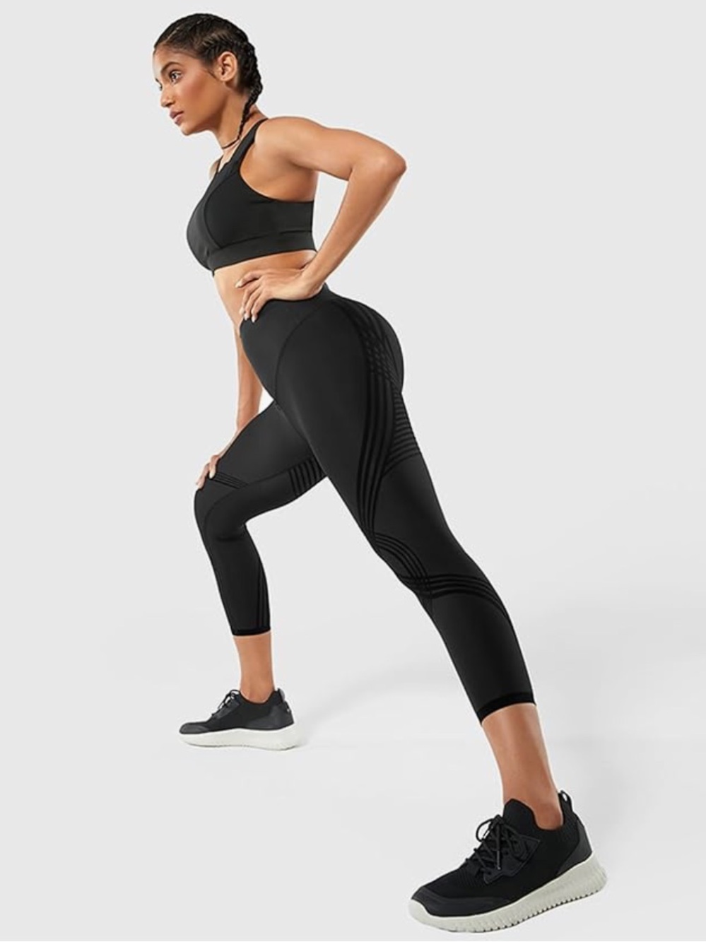Fanka High Waisted Pants 7/8 Length Reversible Wear Body Sculpt Compression - Picture 12 of 16